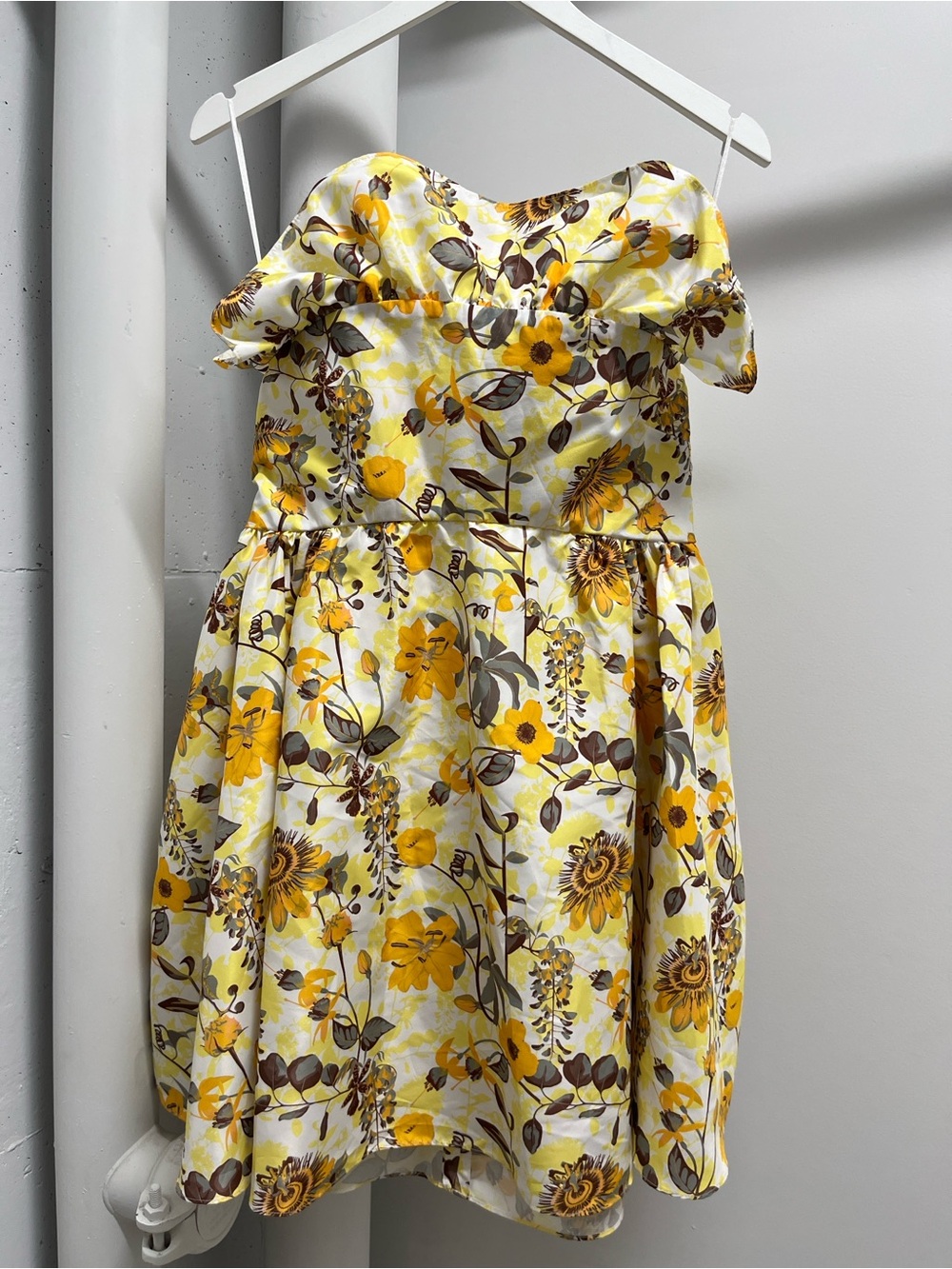 Kika Vargas Yellow Floral Off-Shoulder Dress